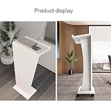 Wood Podium, Church Pulpit Podium, Podium Stand Portable with Wheels And Storage, Lectern for Classrooms, Hostess Stand Reception Desk(Black)