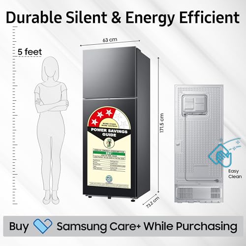 Image of Samsung 330 L, 3 Star, Convertible 5-in-1, Digital Inverter, Frost Free Double Door, WiFi Enabled Bespoke AI Refrigerator (RT34DG5A4DBXHL, Luxe Black)