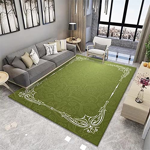 Tapis vert pour chambre et salon | Carpette rectangulaire à poils ras 120x180cm