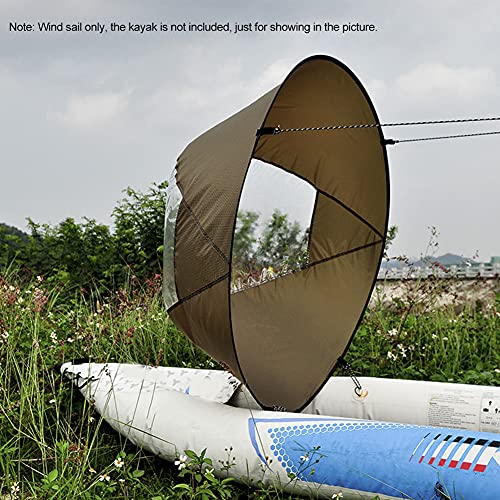 Kayak Wind Sail, Portable Foldable Durable Wind Sail With Transparent Window For Kayak Canoes(Brown) #TOP4