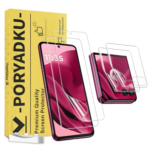 MoShieldwish [4-Pack] for Motorola Razr+ Plus 2026 Screen Protector/Moto Razr+ Plus 2025/2024 Screen Protector 2 Inside + 2 Front Flexible TPU Film Scratch Resistant Crease-Free Anti-Edge Lifting