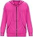 Womens Long Sleeve Open Front Zip Up Hoodies Drawstring Cardigan Hooded Sweatshirt Fashion Sweaters with Pockets (Rose Red,XX-Large)