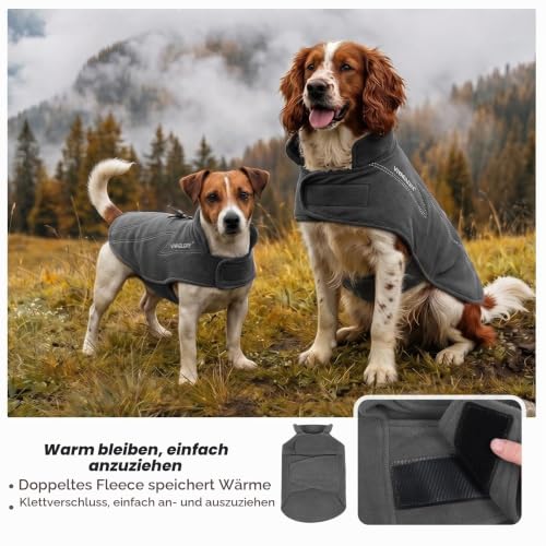 VIVAGLORY Wintermantel Hund Cozywrap Hundemantel Fleecemantel, XXS, Grau