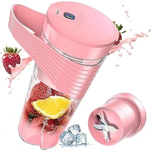 Draagbare Blender, USB Oplaadbare Juice Blender, Persoonlijke Mini Blender, Smoothie Mixer met 6 Superscherpe Messen, Smoothie Blender Thuis/Kantoor/Buitenshuis (Roze)