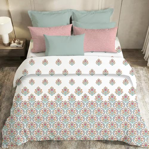 Image of MYTRIDENT Soft Comfort Bedsheet for Double Bed, 100% Cotton Bedsheet, Soft and Breathable, King Size Bedsheet with 2 Pillow Covers - Cascade