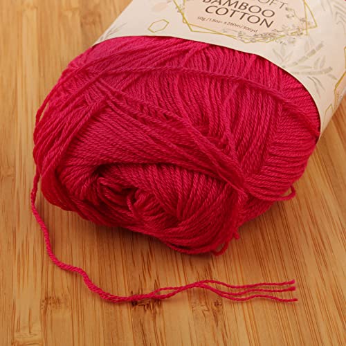 JubileeYarn Baby Soft Bamboo Cotton Yarn - 50g/Skein - Magenta - 4 Skeins, 6TC17 Magenta - Image 3