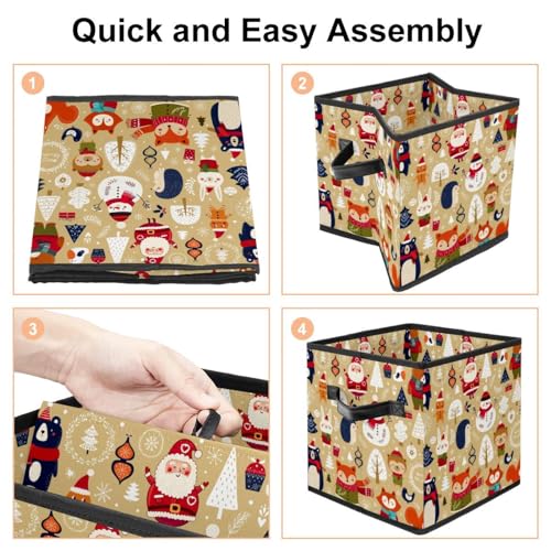 Boîte de rangement pliable en tissu Noël cube déco - 5