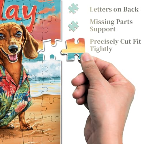 Rompecabezas de Perro Dachshund en la Playa para Adultos, 1000 Piezas, Divertido Rompecabezas de Animal Marítimo con Cachorro Sonriente, Arte para Pared miniatura 4