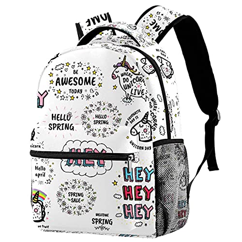 Sac à dos de voyage enfant avec porte-gourde motifs panda licorne