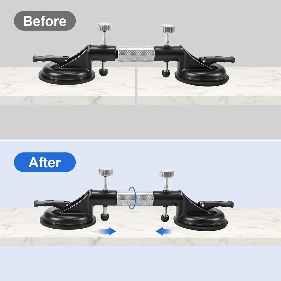 2026 New Pro Countertop Alignment Clamps Suction Cup, Adjustable Seamless Seam Setter, Laminate Floor Gap Repair Tool for Granite Stone Marble Slab Glass (Black)