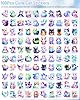 100PCS Starry Cat Stickers for Girls Boys Kids, Cute Colorful Rainbow Meme Sticker for Water Bottle, Reusable Waterproof Kitten Vinyl Decal for Teens Adults, Cat Party Favors #1