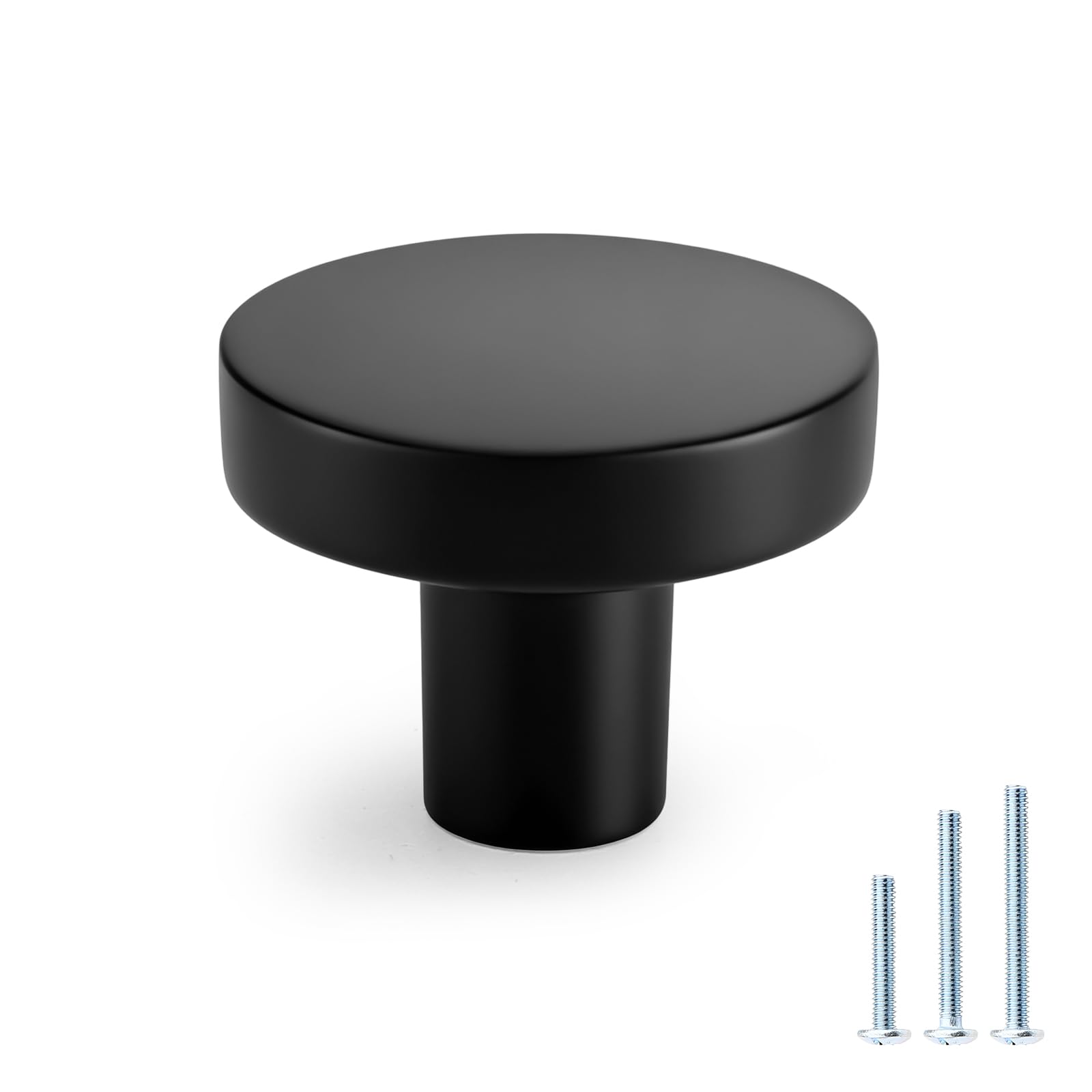 Probrico 10 Pack Matte Black Cabinet Knobs 1-1/5 Inch Drawer Knobs Solid Round Kitchen Cabinet Knobs for Cupboard Dresser Hardware