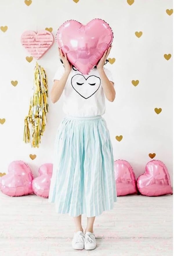 20 Pcs 18 Inch Pink Heart Foil Mylar Helium Balloons with Pink ribbons by Wellinology - Used condition - Image 3