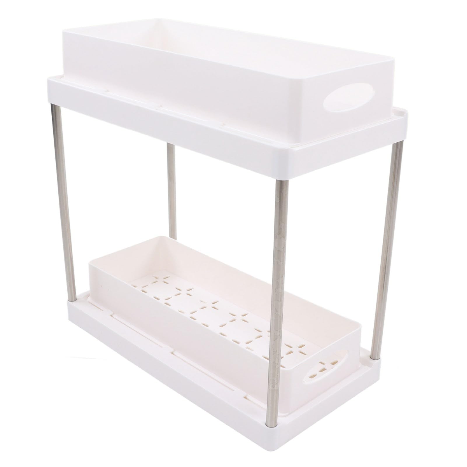 Zestaw dwuwarstwowych regałów do przechowywania typu ciągnionego Uchwyt na organizer na kosmetyki na biurko Kuchnia Łazienka Organizer oszczędzający miejsce z wysuwanymi koszami (Biały)