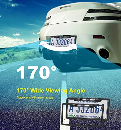 Jpp License Plate Backup Hd Camera, Rear View Camera 170° Viewing Angle Universal Night Vision Waterproof High Sensitive 7 Bright Led Reversing Car Camera #TOP4
