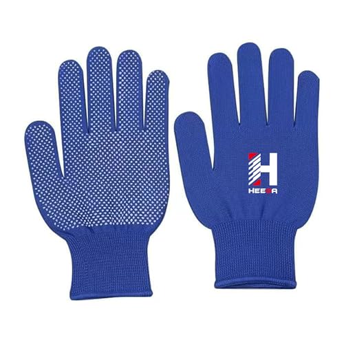 Image of Heega PVC Dotted Cricket Tennis and Batting Gloves for Men with Flexible and Secure Elastic Wrist | Extra Grip, Breathable Cotton Tennis Batting Gloves for Cricket (Blue, 1 Pair)