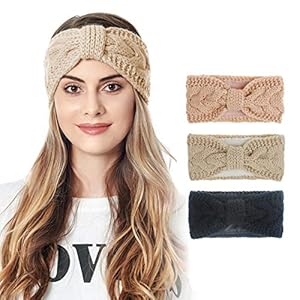 DEBAIJIA Dames Winter Gebreide Hoofdband Set Meisjes Gehaakte Haarband Tulband Headwrap Elastische Dikke Warme…