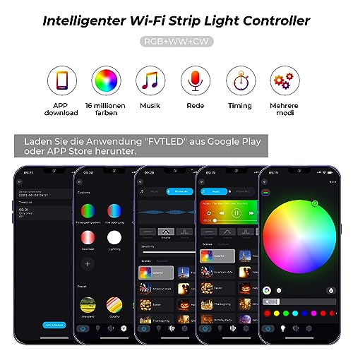 SUBOSI Controlador de banda led rgb, control WiFi/app, controlador de trabajo de control remoto 12v - 24V Compatibilidad sistemas Android e ios, para RGB banda LED - imagen 3