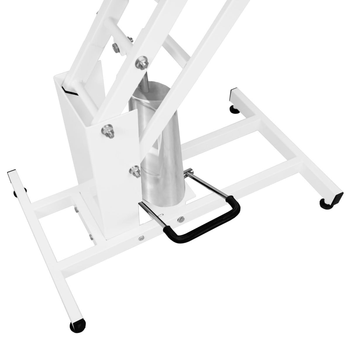 Hydrauliczny podnośnik stołu do pielęgnacji zwierząt domowych, z regulacją wysokości, 180 kg, udźwig duży, 106 cm x 61 cm, różowy, gumowy blat, profesjonalna, wytrzymała, stalowa, biała rama, 4