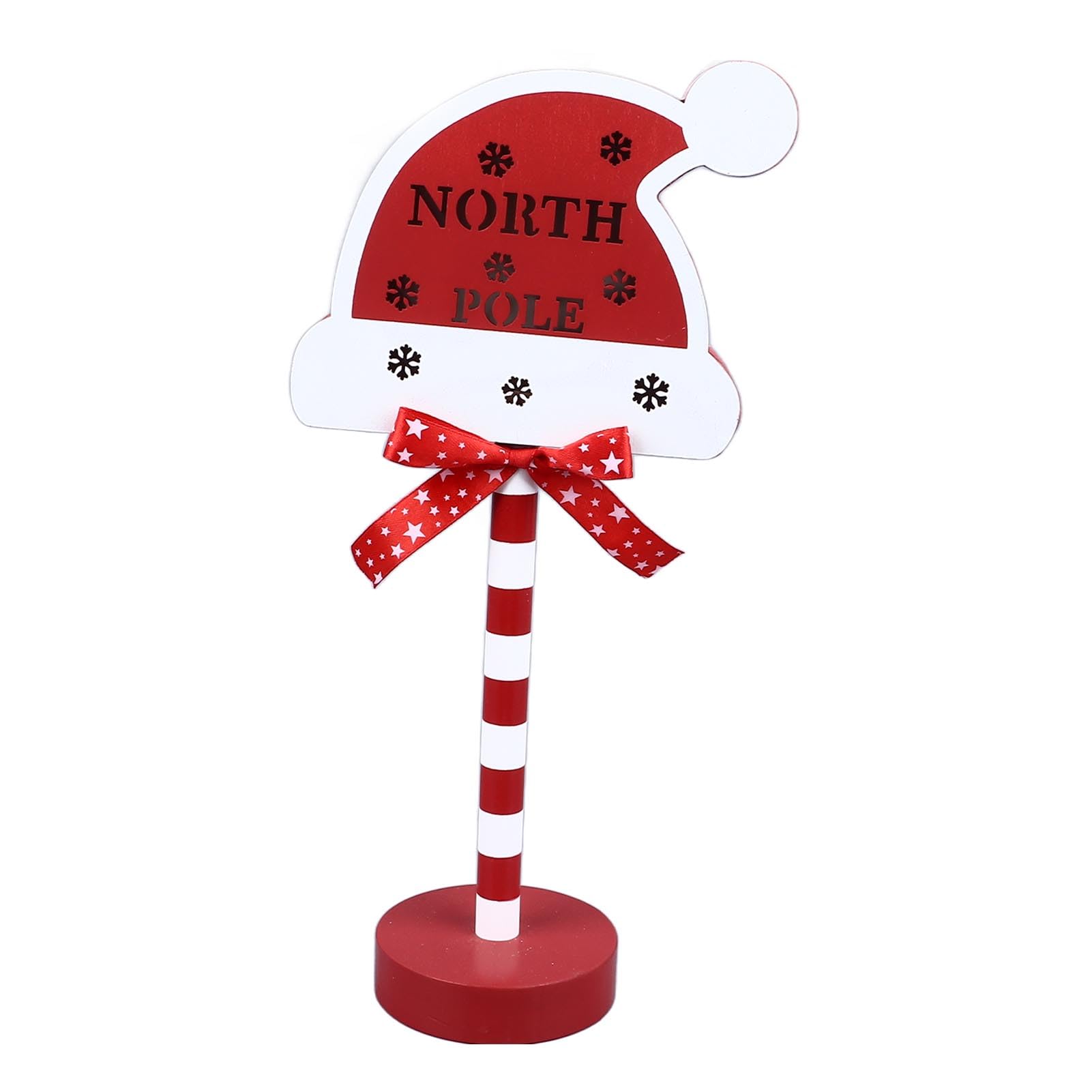 Riuulity Christmas Stop Here Decor Metal and Decorative Lights Atmosphere Santa Topper for Home Shop Street Signs Window Holiday, Delicate Tree Toppers (Hat 15x8.5x30.5cm)