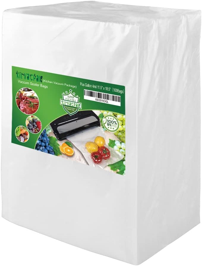 100 Large Gallon 4mil 11.5" x 18.5" Thick Vacuum Sealer Bags with Commercial Grade, BPA Free, Heavy Duty.Vacuum Sealer Freezer Bags Compatible with Any Sealer Machine