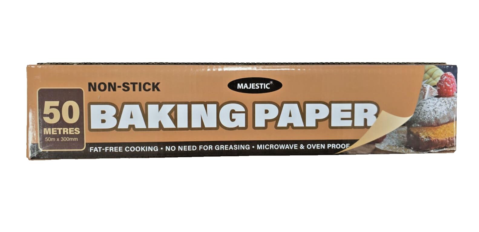 Non- Stick Baking Parchment Paper with Cutterbox Oven Safe Premium Quality Greaseproof Bakery Paper – 300mm x 50m