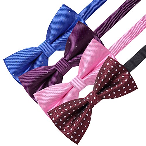 Image of AUSKY 8 PACKS Elegant Adjustable Pre-tied Bow Ties for Men Boys (1&4&5&6&8 Pack for option)