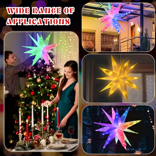 Riakrum Christmas Moravian Star Light Large Moravian Star Christmas Tree Topper Hanging Outdoor Xmas String Lights LED Bethlehem Porch Advent(1 Pcs,24 Inch) by Riakrum - Image 7