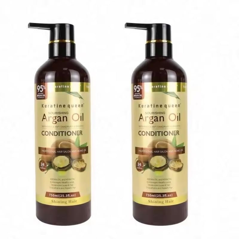 Protein Queen Keratine Argan Oil Professional Treatment for Repair,Anti Dandruff & Smooth Shining Hair Nourishment & Beauty Conditioner 750ml 2pcs