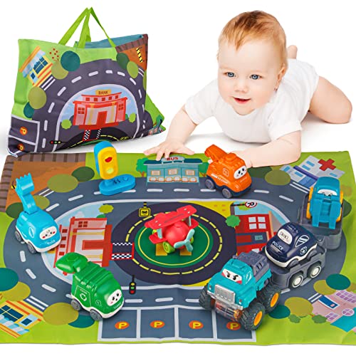 Image of ALASOU Baby Big Trailor Car Toys with Playmat/Storage Bag|1st Birthday Gifts for Toddler Age 1-2|Baby Toys for 1 2 3 Year Old Boy|1 2 Year Old Boy Gift for Infant 12-18 Month