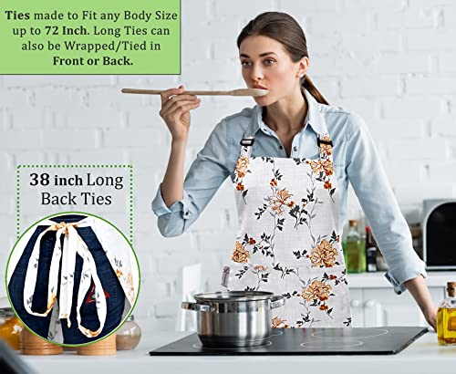 Ruvanti 100% Cotton Cute Aprons For Women With Pockets Adjustable Upto Xxl, Cooking, Kitchen, Server, Chef Apron #TOP4