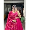 Snazzy Stitch Women's Wedding Special Floral Print With Tussar Sillk Lehenga Choli Set (Pink)