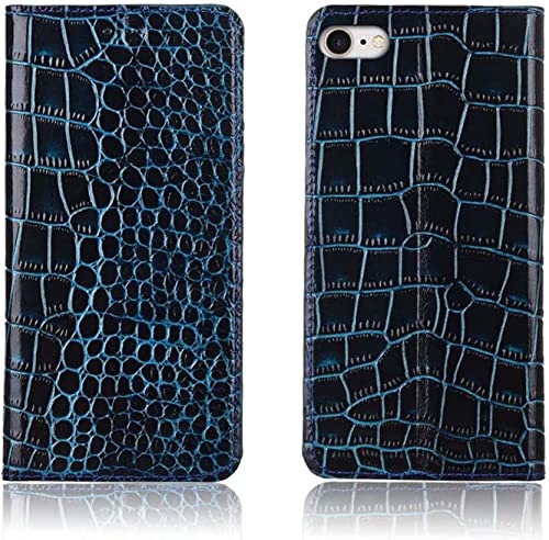 Étui iPhone SE 2022 en cuir crocodile bleu avec fente carte