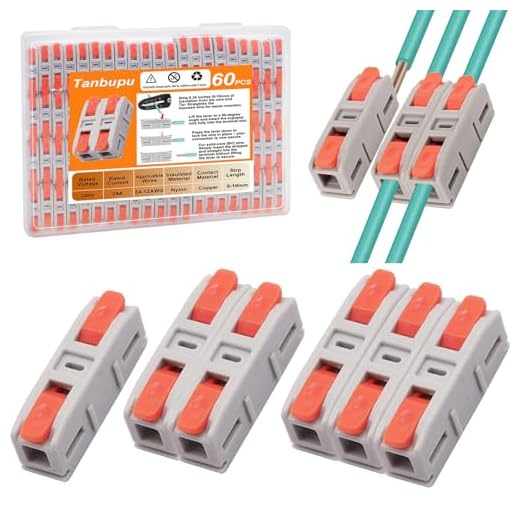 Tanbupu 60PCS Lever Wire Connectors, Mini Quick Connectors Electrical Splicing Kit Push-in, Electrical Wire Butt Splice Inline Terminals for Various Circuits, AWG 24-12, 1 in 1 Out
