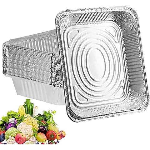 20 Pieces Aluminum Foil Pans, Disposable Baking Trays, Foil Food Containers Baking, Large Capacity, for Baking, Grilling, Steaming, Cooking, Storage and Freezing Cover