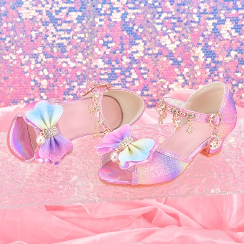 Image of Little Girls Princess Wedding Sandals Children's Crystal High Heels Dress Shoes Performance Evening Party Flower Girl Formal Dress Shoes Toddler Big Kid Toddler