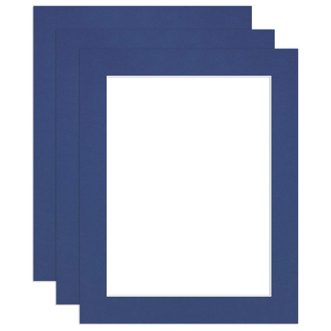 Procut Global 10x8" Blue Picture Mounts to Fit 8x6" Aperture - Precision Cut Cardboard Photo Mount - Ideal for Frames, Prints, Artwork & Certificates - Sizes & Colours Available - 3 Pack โ image 1