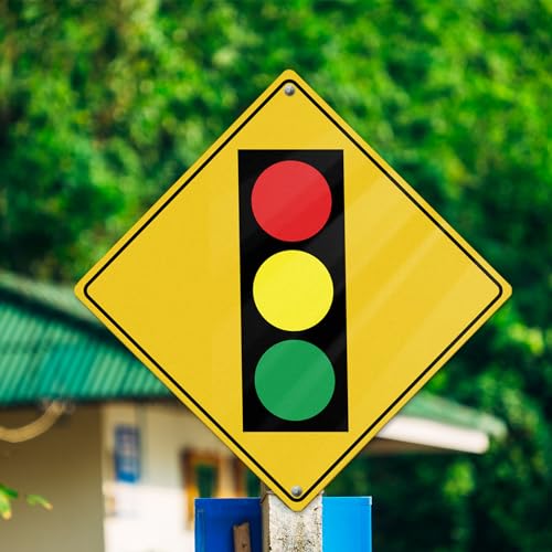 YIKIADA Traffic Light Ahead Signs 12 × 12 Inch Aluminum Crossing Road Symbol Waterproof Metal UV Protected Warning Signals for Outdoor - Thumbnail 2