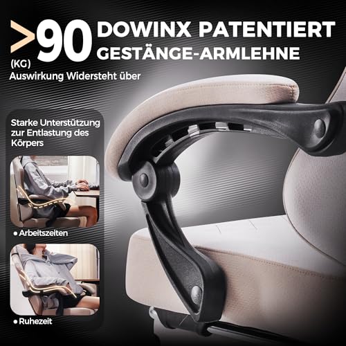 Sedia da gaming in tessuto con cuscino primaverile, supporto lombare per ufficio, con poggiapiedi per adulti, ergonomica, grande e alta, per Office Gaming, beige - Sedia gaming - Immagine 6