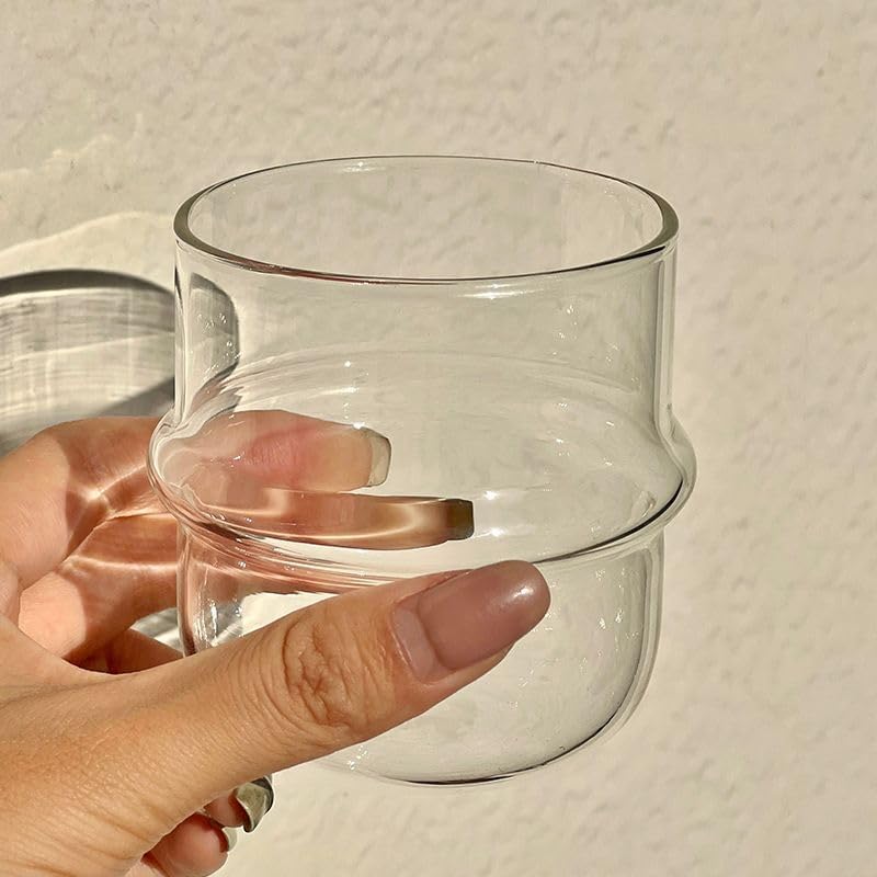 2 pcs Borosilicate Tumblers, Coffee Cup Milk Cup, Clear, 250ml, Heat Resistant Hot and Cold Water Drinking Jar U-yd image 4