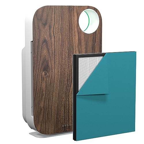 OVAL AIR AIR1000D 3-Stage H13 True HEPA 5-in-1 Air Purifier For Allergens,Dust,Pets,Allergies,Odor,Smoke,Pollen, Rooms up to 600 sq. ft., Dark Wood 13.8" X 7.5" X 25" by OVAL AIR - Used condition - US$57.60