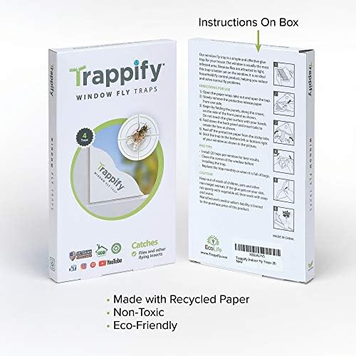 Trappify Indoor Window Fly Traps: Window Fly Trap for Indoor Home Pest Control - Fly, Gnat, and Other Flying Insect Killer with Extra Sticky Adhesive Strips - Disposable Fly and Bug Catcher (4)