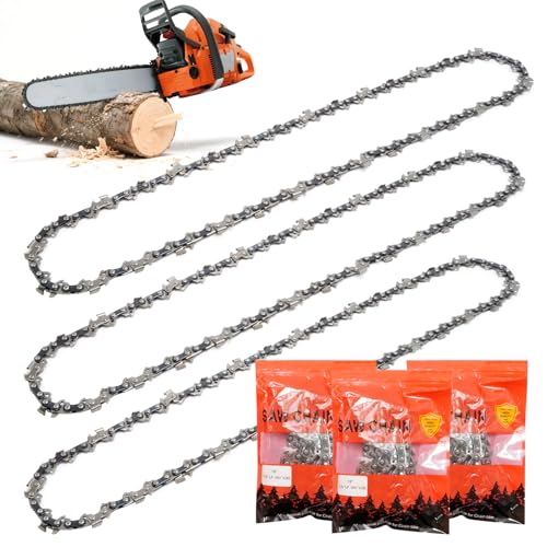 Image of MospdyGear 3Pcs 18" (45cm) Chainsaw Chain, 3/8" LP Pitch .050" (1.3 mm) Gauge 62 Drive Links, Replacement for Husqvarna Replacement for Mac Allister and More