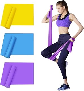 TFixol Juego de 3 bandas de resistencia elásticas para mujeres y hombres, entrenamiento de fuerza, yoga, pilates, entrenamiento, color azul, morado y bajo