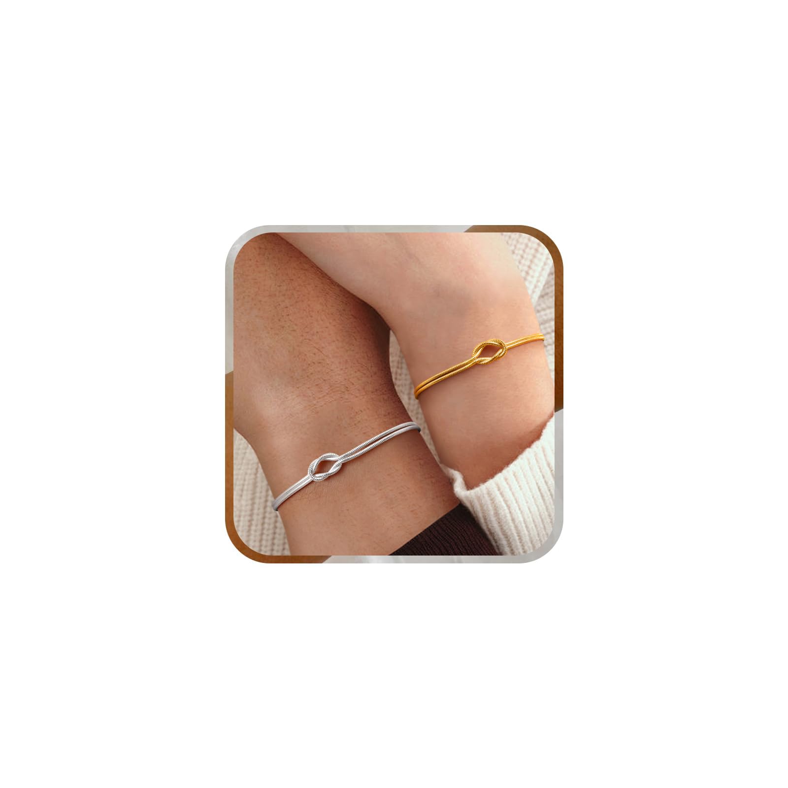 J.Fée 2PCS Bracciali Coppia Bracciale Amicizia Bracciale Donna Argento 925 Bracciali Amicizia Donna, Braccialetti Donne Oro, Regali di Coppia, Regalo Amica, Regalo Fidanzato, Regali Mamma