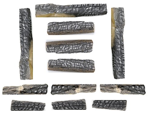 Youlian YL 12 Pieces Ceramic Fiber Logs Propane Gel Ethanol or Gas Fireplace Logs All Types of Indoor, Gas Inserts, Ventless & Vent Free, Electric, or Outdoor Fireplaces & Fire Pits