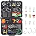 Vicloon 191pcs Anzuelos de Pesca, Accesorios de Pesca con Caja de Pesca, Incluye Pesas de Plomada, Emerillones e Imperdibles, Diapositivas de Plomada, Anzuelos, Kit de Caja de Aparejos de Pesca