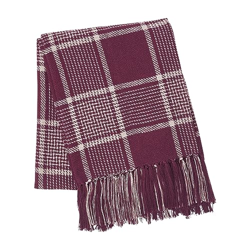 VHC-Brands-Eston-Rustic-Farmhouse-Decor-Autumn-Seasonal-Burgundy-Tan-Plaid-Throw-50×60 VHC Brands Eston Rustic Farmhouse Decor Autumn Seasonal Burgundy Tan Plaid Throw 50×60