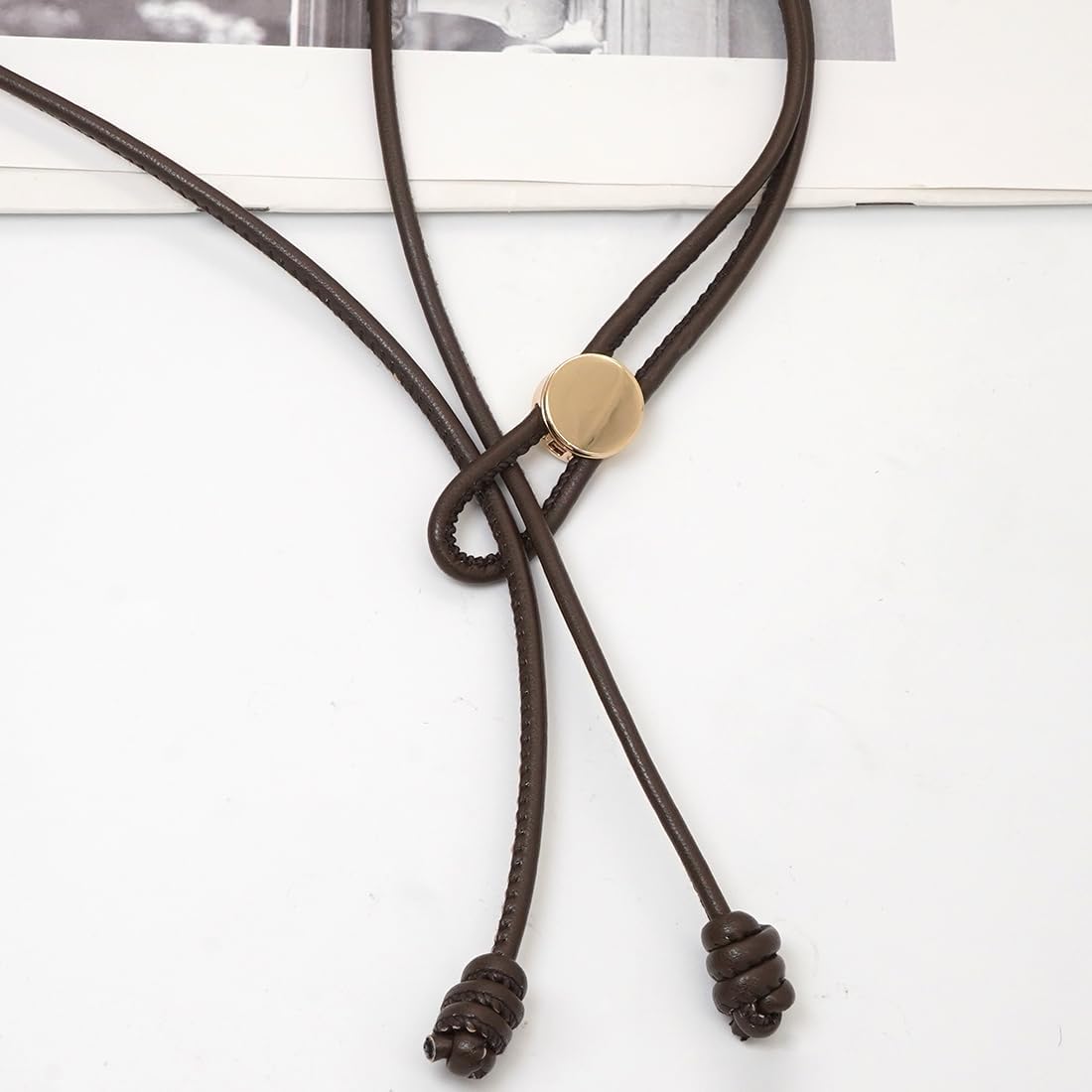 Women Skinny Belts Thin PU Leather Knotted Waist Belt for Dresses