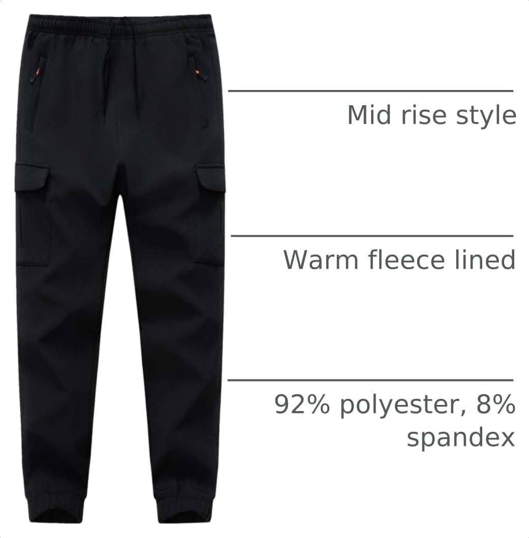Boys Girls Snow Pants Waterproof Fleece Lined Ski Pants Kids Winter Hiking Pants